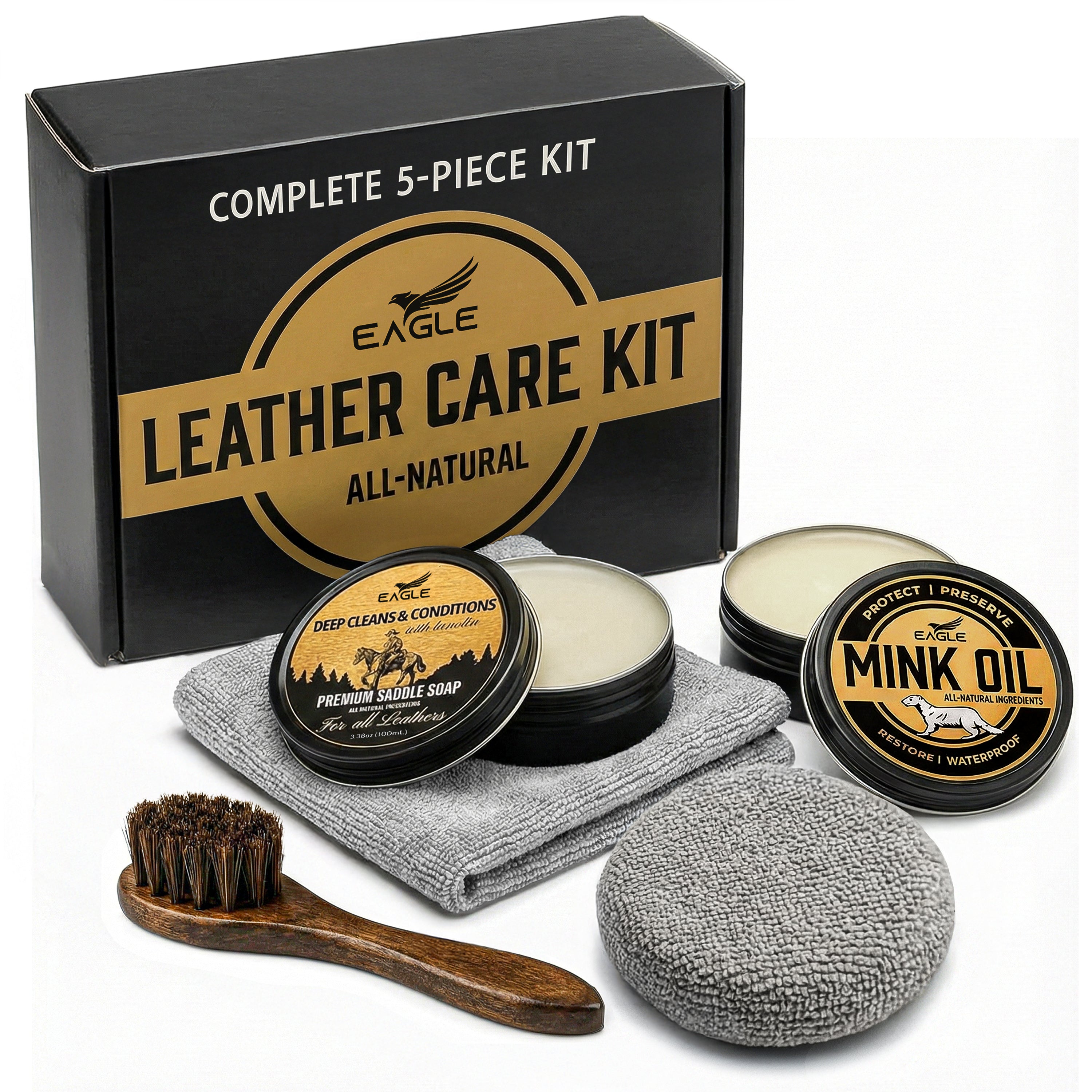 Eagle Leather Boot Care Kit Mink Oil, Saddle Soap for Leather, Appli My Shoe Supplies Eagle Leather Boot Care Kit Mink Oil, Saddle Soap for Leather, Appli My Shoe Supplies