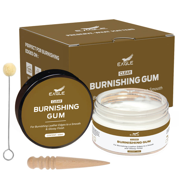Eagle Burnishing Gum Leather Edge Finish Clear | Turns Leather Edges to Smooth & Glossy | 4oz (118mL)