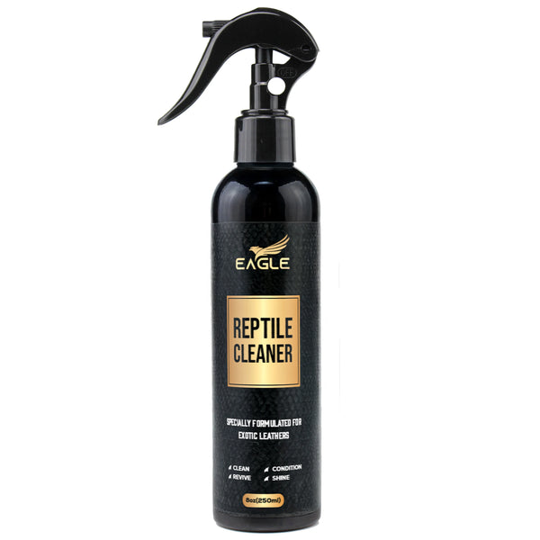 Eagle Exotic Leather Cleaner & Conditioner Spray – 8oz with Microfiber Cloth | Reptile Leather Care for Boots, Shoes, Bags & Belts | Cleans, Conditions & Protects Snakeskin, Crocodile, Ostrich & More