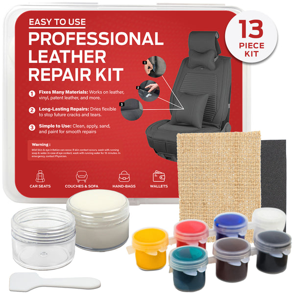 Leather Hero Leather Patch Repair Kit – DIY Leather Repair for Furniture, Car Seats, Bags, and Jackets, Filling Paste, Applicator, Glue, Patch, Hole Filler