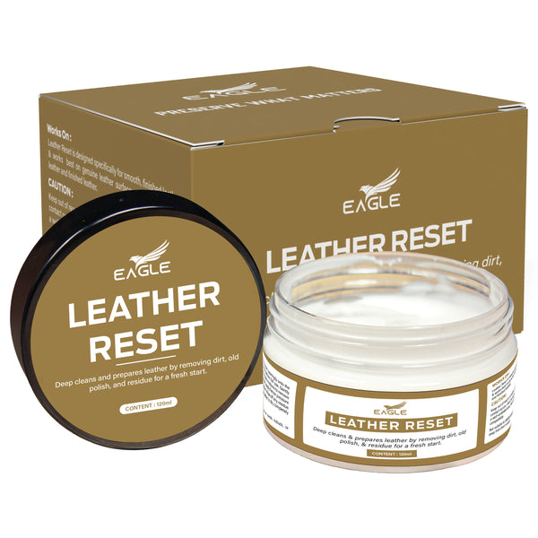 Eagle Leather Reset - Deep Cleaning Leather Prep & Residue Remover | Strips Old Polish, Wax & Buildup | Prepares Smooth Leather for Conditioning & Polishing | Works on Leather Furniture, Jackets & Shoes