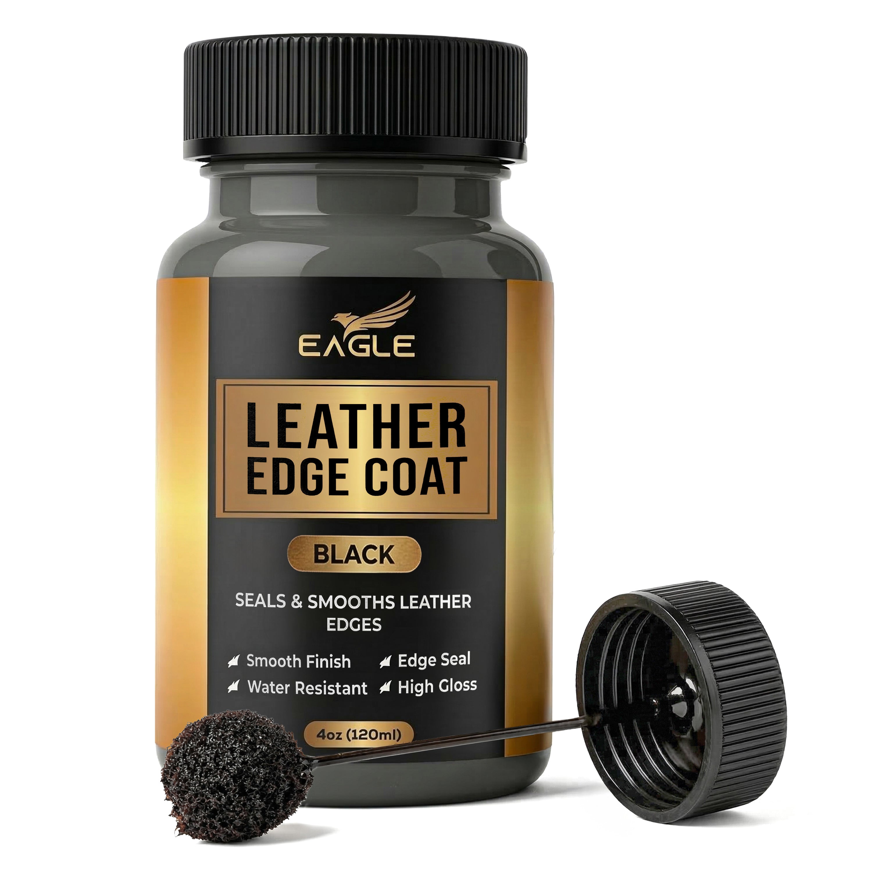 Eagle Black Leather Edge Coat for Leather Edges with Built-in Applicat ...