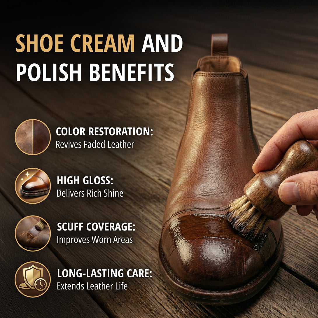 Eagle Shoe Cream Polish Kit Brown – 3 Piece Boot & Shoe Polish with Sh ...