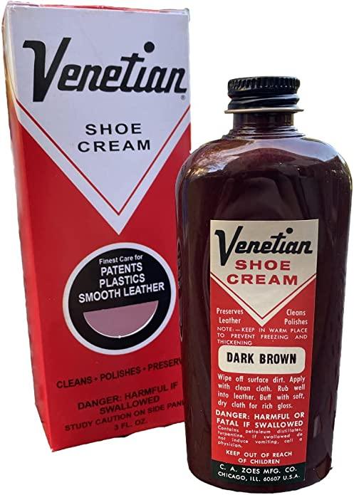 Black Venetian Shoe Cream 3oz (All Colors)