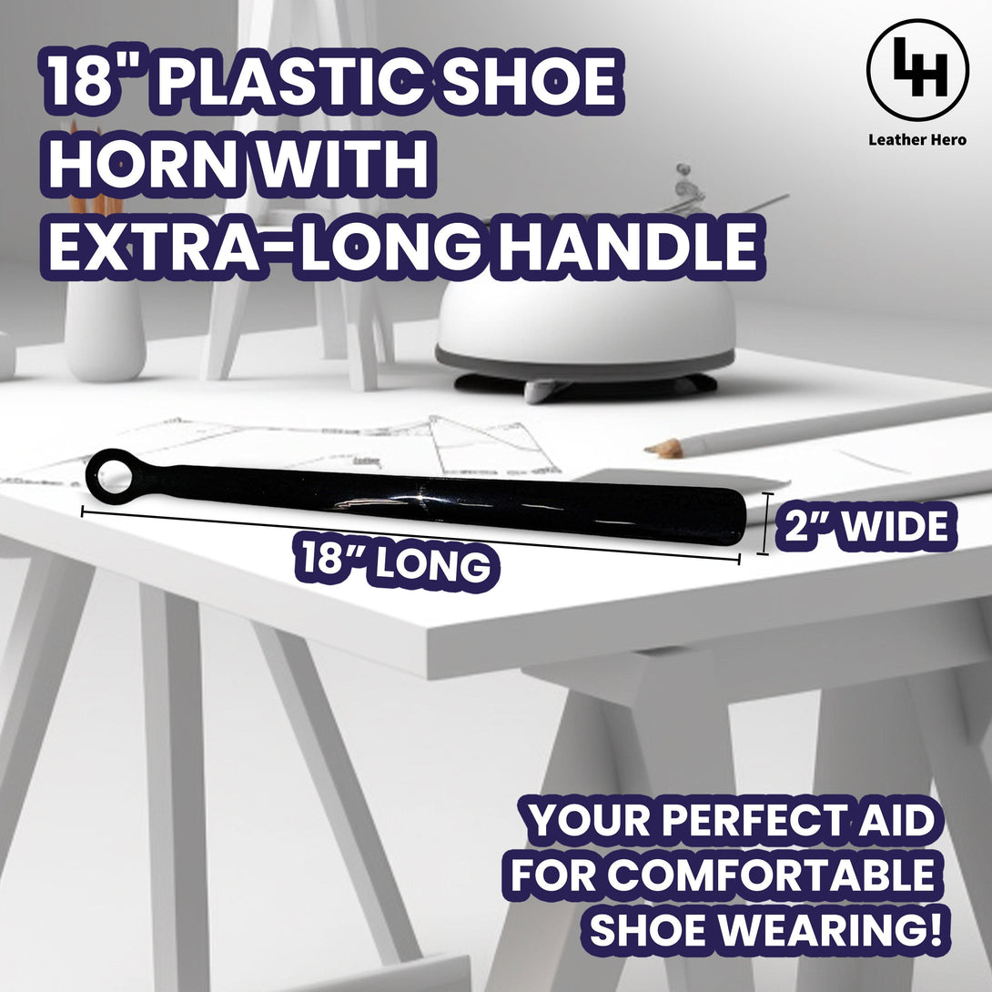 Gray Long Black Shoe horn Extended Shoe Handle Plastic 18" Big Handle