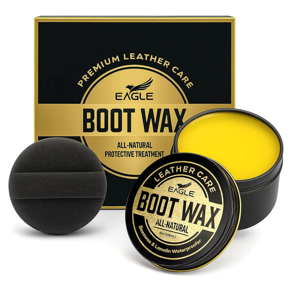 Eagle Boot Wax Waterproofer & Conditioner – 4oz Beeswax Leather Waterproofing Wax for Boots, Shoes, Gloves & Jackets – All-Natural Leather Sealant & Protector