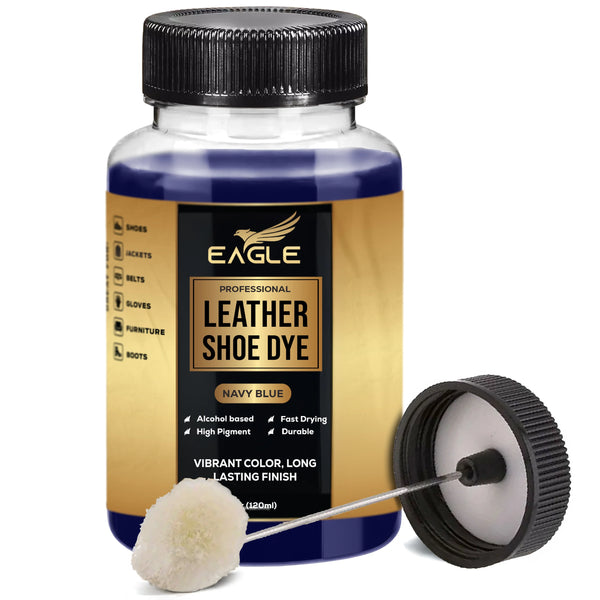 Eagle Leather Shoe Dye - 4 oz | Navy Blue Leather Dye for Shoes, Boots, Furniture & More | Deep Penetrating Stain & Dye
