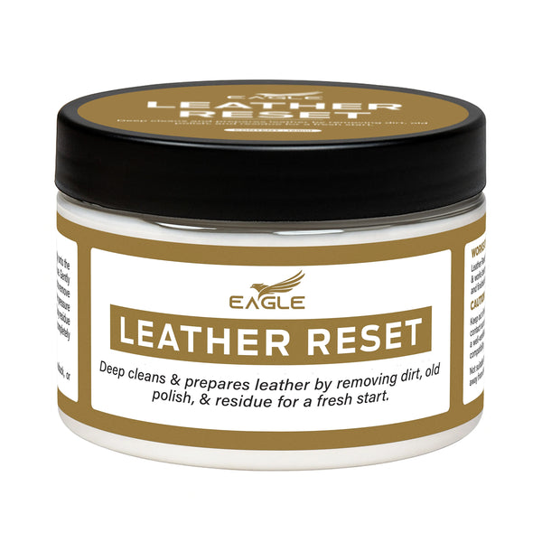 Eagle Leather Reset Cleaner – Deep Cleaning Cream for Leather, Vinyl, Rubber, Patent Leather – Removes Dirt, Scuffs & Stains – Sneaker Midsole Cleaner and Whitener, Includes Cloth – 4oz