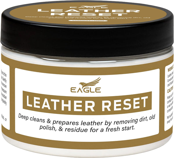 Eagle Leather Reset Cleaner – Deep Cleaning Cream for Leather, Vinyl, Rubber, Patent Leather – Removes Dirt, Scuffs & Stains – Sneaker Midsole Cleaner and Whitener, Includes Cloth – 4oz
