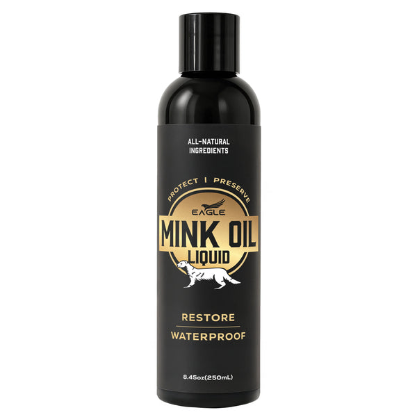 Eagle Mink Oil Liquid Leather Conditioner 8oz with Cloth Applicator - Softens, Preserves, and Waterproofs Leather and Vinyl