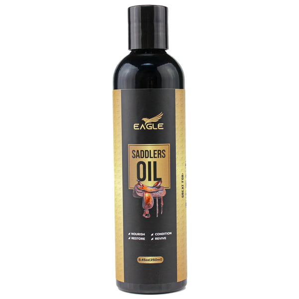 Eagle Saddle Oil with Cloth – Neatsfoot Oil for Leather Saddles, Reins, Stirrups, Riding Gear & Accessories - Leather Oil with Neetsfoot Oil for Deep Conditioning(8.45oz)