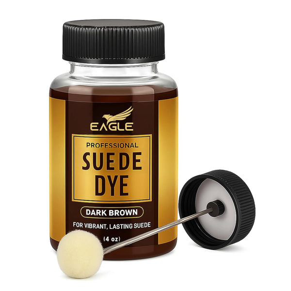 Eagle Dark Brown Suede Dye for Shoes, Boots, & Accessories – Permanent Suede Color Restorer with Built-in Applicator – Shoe Dye for Touch-Ups, Customization & Repairs – 3 fl oz