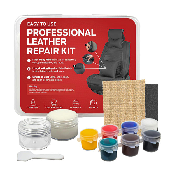 Leather Hero Leather & Vinyl Repair Kit – Liquid Repair Compound with Filler Paste, Color Mixing Paints, Backing Fabric, Sandpaper – for Car Seats, Boats, Dashboards, Upholstery, Furniture, Jackets