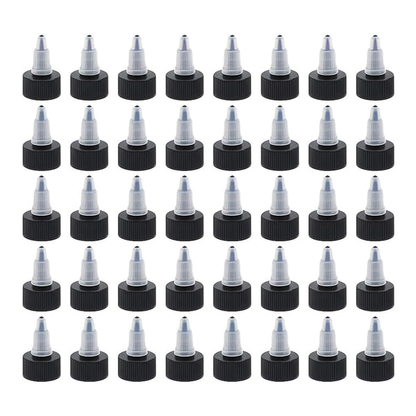Leather Hero 50 Pack Twist Top Caps 24/410 – Black & Natural Squeeze Bottle Caps, Airtight Leakproof Replacement Lids for Paint, Dye, Glue, Crafts, Condiments & More