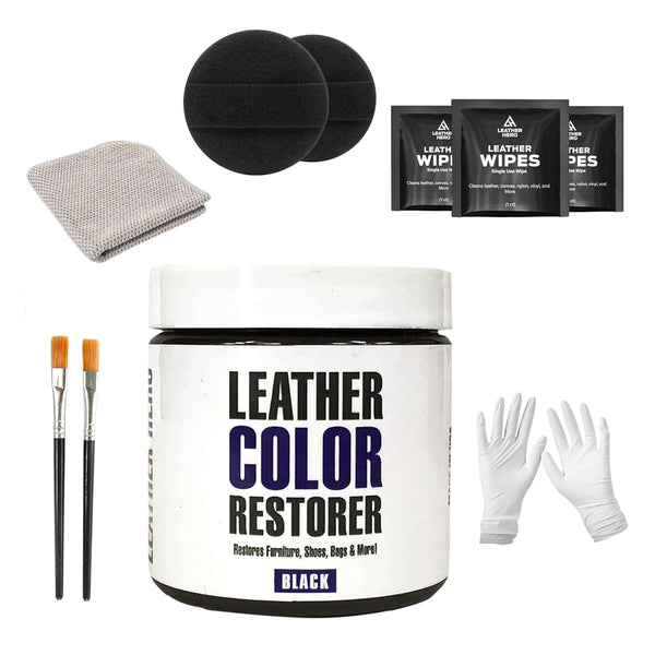 Leather Hero Leather Color Restorer for Couches, Leather Scratch Remover, Leather Couch Scratch Repair for Furniture and Car Seats - Complete Kit, Non-Toxic, Made in The USA (Black)