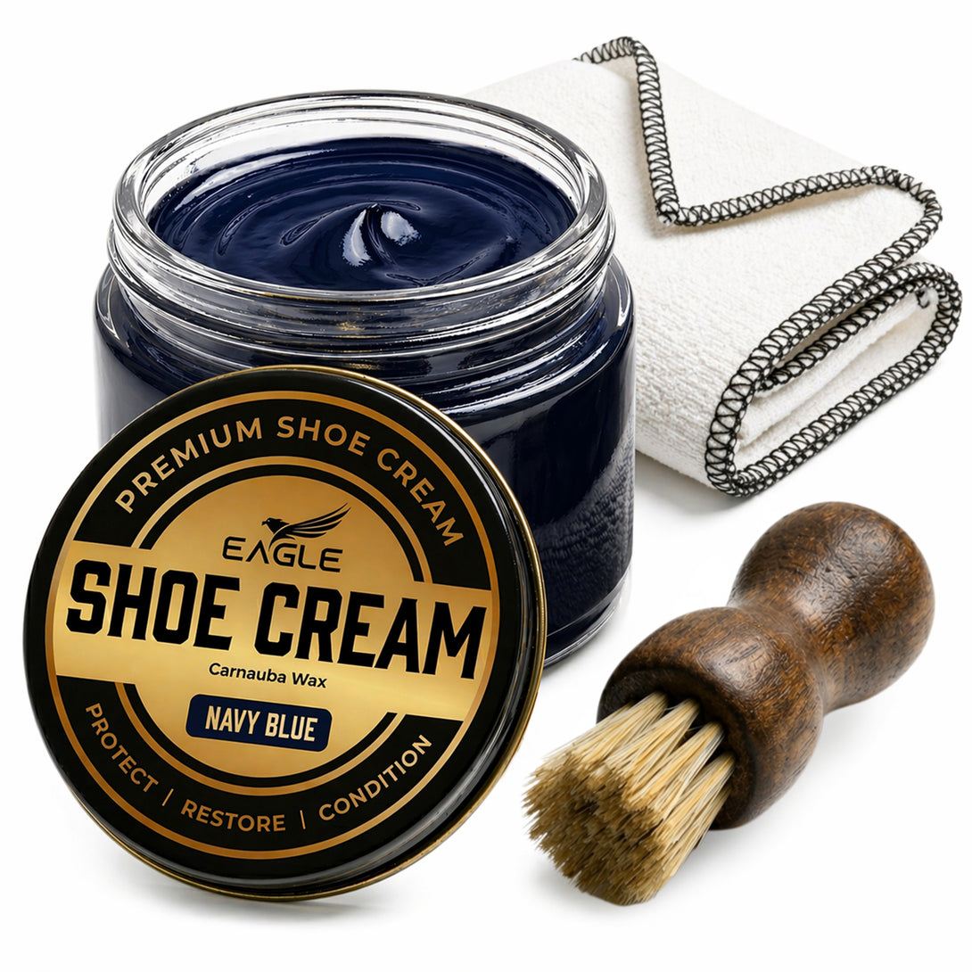 Eagle Shoe Cream Polish Kit Navy Blue – 3 Piece Boot & Shoe Polish wit ...