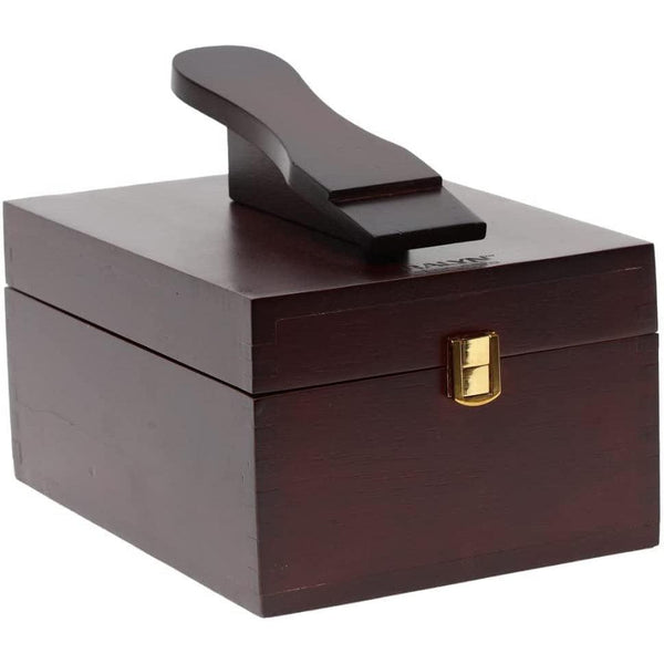 Dark Slate Gray Empty Wood Shoe Shine Valet Storage Box With Foot Rest