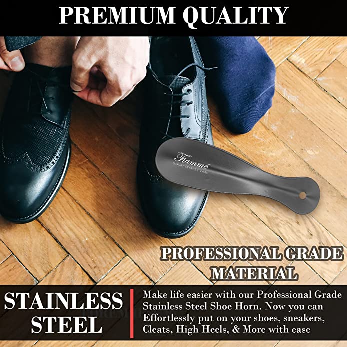 Dark Slate Gray Stainless Steel Metal Shoe Horn 7.5" --Fiamme